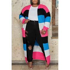 Make a bold statement in this plus-size, multi-color striped knitted cardigan, perfect for adding a layer of warmth and style to any outfit. Flaunt your vibrant personality in comfort and with flair. Indulge in a wardrobe favorite that won't fail to grab attention. Decoration Pockets Fabric Slight Stretch Fabric Type Knitting Material Polyester , Lanon Pattern Type Striped Season Winter , Spring / Autumn , Summer Sleeve Length Full Vibrant Personality, Knitted Cardigan, Season Winter, Color Stripes, Knitting Materials, Striped Knit, Long Cardigan, Autumn Summer, Knit Cardigan