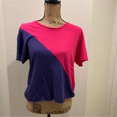 Never Worn Outside On A Size Six Mannequin For Reference Limited Edition, Sold Out/Discontinued Purple Cotton Color Block Tops, Pink Color Block Short Sleeve T-shirt, Purple Color Block Cotton Tops, Pink Color Block Short Sleeve Top, Pink Color Block Crew Neck Top, Fitted Pink Color Block Top, Fitted Color Block Pink Top, Aviators Women, Color Block Tee