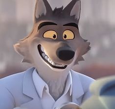 a cartoon wolf wearing a suit and tie