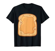 a black t - shirt with an image of a toasted bread on it's chest