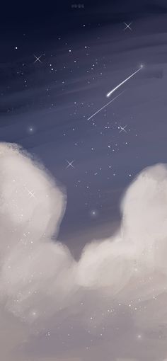 the sky is filled with stars and clouds