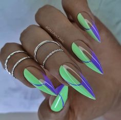 Sassy Nails, Stiletto Nails Designs, Almond Nails Designs, Dope Nail Designs, Neon Nails