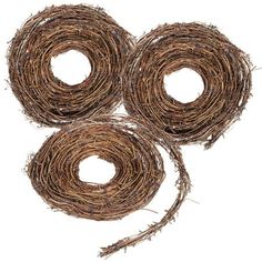 three birds nests are shown on top of each other