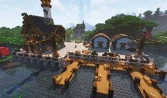 an image of a small town in minecraft