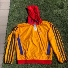 Brand New Adidas Eric Emanuel Mcdonald’s All American Hoodie Jacket Size Small (H16555) $75 Adidas Yellow Outerwear For Streetwear, Adidas Yellow Long Sleeve Outerwear, Sporty Yellow Outerwear With Double-lined Hood, Yellow Long Sleeve Hooded Jacket For Streetwear, Casual Yellow Hooded Jacket With Adjustable Hood, Yellow Hooded Windbreaker For Streetwear, Yellow Hooded Sporty Windbreaker, Hooded Yellow Windbreaker For Streetwear, Yellow Hooded Windbreaker For Sports