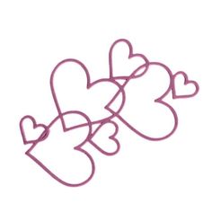 three hearts are drawn in pink on a white background