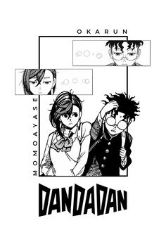 an anime poster with the words dandalan and two young men in black and white