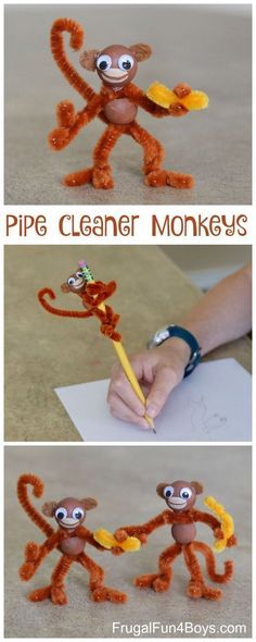 the instructions for how to make pipe cleaner monkeys