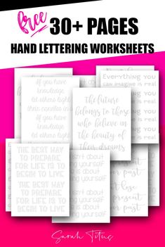 30 Days to Better Hand Lettering Lettering For Beginners Free Printable, Printable Brush Lettering Worksheets, Free Hand Lettering Worksheets, Free Printable Lettering Worksheets, Free Printable Hand Lettering Worksheets, Calligraphy Beginners Worksheets, Lettering Sheets Free Printable, Hand Lettering Printables Free, Handwriting Practice For Adults Fonts