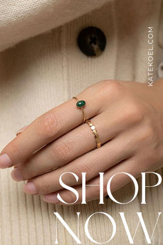 Bring a touch of nature's beauty to your everyday style with this tiny Malachite ring! Featuring captivating green stone fragments suspended in a glassy resin, this unique piece comes in 3 sizes for a perfect fit. Stack it up or wear it solo - it's handmade and always unique! katekoel.com Funky Jewelry, Green Stone, Bracelet Collection