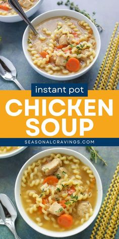 Warm up with Instant Pot Chicken Soup recipes! Packed with carrots, celery, onions, and tender diced chicken breasts, this hearty soup is easy to make and gluten-free. A perfect pick for best comfort food recipes, warm dinner ideas, and cozy winter nights! Recipes Ground Chicken, Instant Pot Chicken Soup, Cheap Clean Eating, Fitness Community, Crockpot Meals, Instant Pot Chicken, Eating Recipes, Weeknight Dinners, Chicken Soup