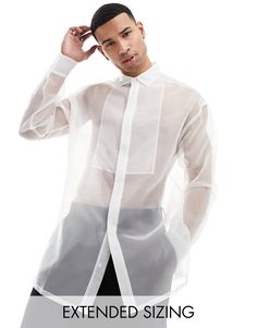 Shirts by ASOS DESIGN Brb, adding to basket Spread collar Button placket Long sleeves Buttoned cuffs Oversized fit Tux Shirt, Blouse Man, White Hardware, Organza Shirt, Look Festival, Oversized Outfit, Spring Floral Dress, Winter Party Dress, Jumpsuit Shorts Rompers