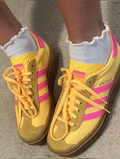 Adidas Gazelles, Ruffle Socks, Pretty Sneakers, Yellow Sneakers