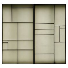 an abstract painting with squares and rectangles in white, black and grey colors