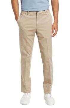 Crisp and smart, these flat-front cotton chinos sport creases down the legs and the versatility to work across your entire casual-formal wardrobe. 16" leg opening; 10 3/4" front rise 100% cotton Machine wash, tumble dry Imported Mens Khaki Pants Outfit Casual Classy, Mens Khaki Pants Outfit Casual, Khaki Pants Outfit Men, Khaki Pants Outfit, Khaki Slacks, Suit Clothes, Mens Slacks, Pants Outfit Men, Khaki Dress Pants