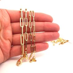 4 sizes of 14k gold brazen paperclip chains Guitar String Jewelry, Eco Luxury, Link Chain Bracelet, Heart Strings, Gold Jewelry Necklace, Back Jewelry, Box Chain, Paper Clip, Ring Bracelet