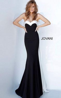 Jovani 12020 Strapless Sweetheart Neckline Dress Style Code: 12020 Available Colors: black/fushcia, black/white Black And White Evening Dresses, Trumpet Evening Dress, Two Tone Dress, Sweetheart Neckline Dress, Strapless Prom Dress, White Evening Dress, Trumpet Dress, Strapless Sweetheart Neckline, Jovani Dresses