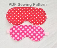 two pink and white polka dot eye masks on top of each other with the words pdf sewing pattern