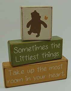 two wooden blocks with the words, sometimes the littlest things take up the most room in your heart