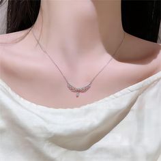 Description:Lace Hollowed-out Pattern Chain NecklaceSpecifications:Material: Copper, Cubic Zirconia, Rhinestone, SilverChain Color: SilverSize: 40 cm + 5 cm extWeight: 12 g/pc This chain necklace is perfect for adding a touch of playful elegance to any outfit. Featuring a delicate lace hollowed-out pattern, it adds a touch of whimsy to your look. The intricate design and lightweight chain make it comfortable to wear all day. (No more tangled necks!) Elegant Alloy Crystal Necklaces, Crystal Clavicle Chain Charm Necklaces, Dainty Crystal Necklace With Rhinestones, White Rhinestone Pendant Necklace With Adjustable Chain, Elegant Alloy Rhinestone Clavicle Necklace, Cubic Zirconia Crystal Pendant Necklace With Clavicle Chain, Dainty Cubic Zirconia Rhinestone Clavicle Necklace, Delicate Chain Crystal Pendant Necklace, Elegant Rhinestone Pendant Necklace With Adjustable Chain