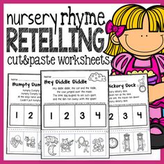 the nursery rhyme retelling cut and paste worksheets for children