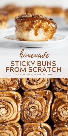 homemade sticky buns from scratch on a plate