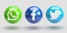 three blue and green eggs with social icons on them, all in the same color