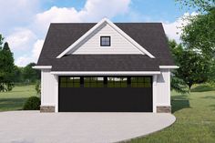 a two car garage is shown in this rendering