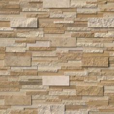 Ivory & Noce Travertine Multi Blend 6x24 Stacked Stone Ledger Panel - TILE AND MOSAIC DEPOT Travertine Wall, Stacked Stone Panels, Travertine Wall Tiles, Stone Panels, Travertine Stone, Stone Siding, Stone Cladding, Travertine Tile, Exterior Stone