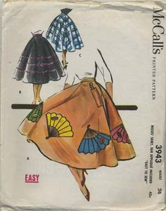 an old fashion sewing pattern for a woman's skirt and top with fan sleeves