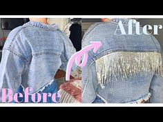 Diy Rhinestone Fringe Jean Jacket, Add Fringe To Jean Jacket, Sparkle Jean Jacket, Bedazzled Denim Jacket Diy, Rhinestone Jean Jacket Diy, Cheer Mom Jean Jacket