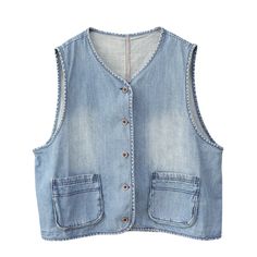 Pocket Pattern, Light Wash Denim, Denim Vest, Single Breasted, Denim Outfit, Light Blue, Sleeve Length, Blue, Clothes