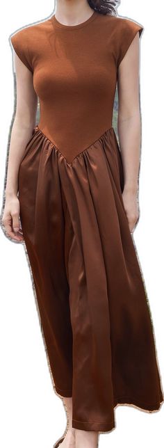 Maxi Length Dress With Modesty Panel, Elegant Fitted Maxi Dress With Modesty Panel, Modest Brown Midi Dress, Fitted Modest Brown Maxi Dress, Modest Fitted Brown Maxi Dress, Brown Linen Maxi Dress, Brown Long Sleeve Patchwork Dresses, Brown Cotton Patchwork Dress, Fitted V-neck Patchwork Maxi Dress