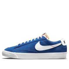 Nike Blazer Low“Team Blue” DA7254-401 Classic Blue Sneakers With Rubber Sole, Nike Blue Sneakers With Gum Sole, Blue Custom Sneakers With Vulcanized Sole For Sports, Classic Blue Sneakers With Vulcanized Sole, Classic Blue Sneakers With Contrast Sole, Classic Blue Lace-up Sneakers, Classic Navy Nike Sneakers, Classic Blue Low-top Custom Sneakers, Classic Blue Low-top Sneakers