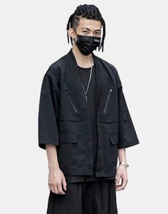 Tactical kimono Techwear Ninja, Ninja Outfit, Techwear Outfits, Technical Clothing, Futuristic Style, Personal Belongings, Kimono Jacket, Cyberpunk, Casual Looks