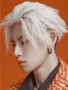 20 Most Stunning Korean Men's Hairstyles To Embrace Chic Trends Asymmetrical Haircut Men, White Hair Asian Men, Male Colored Hair, Blonde Japanese Boy, Blonde Undercut, Korean Medium Hair, Men Undercut, White Hair Men, Korean Men Hairstyle