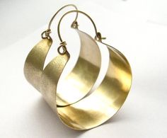 Large Bronze And Gold Filled Hoop Earrings  Big Mixed by Mocahete Hoop Earrings Big, 14k Gold Plated Jewelry, Golden Hoops, Brass Hoop Earrings, Metalwork Jewelry, Metalsmithing Jewelry, Mixed Metal Earrings, Earrings Big, Gold Filled Hoops