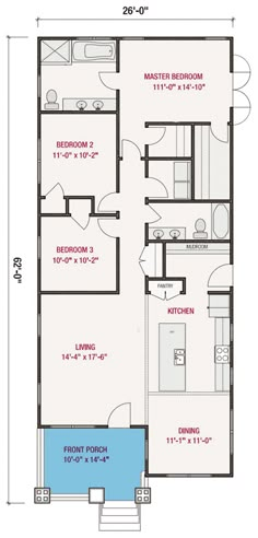 a floor plan for a small house with two bedroom and an attached bathroom, including a living