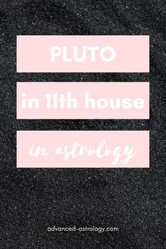 the words pluto in white on a black background with pink and white text that reads pluto in