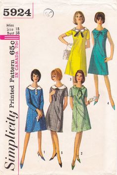 three women's dresses and one woman's dress are shown in different colors