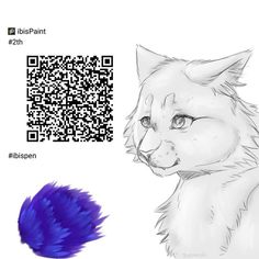 a drawing of a cat's head with a qr code next to it