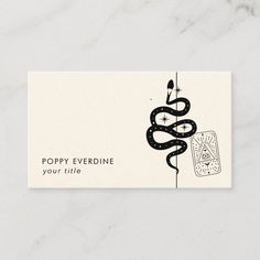 a business card with a snake on it