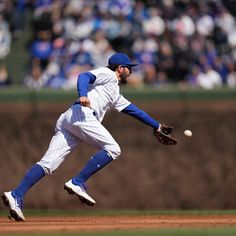 a baseball player catching a ball on top of a field