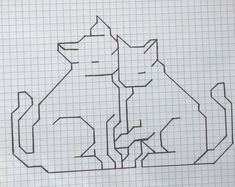 a drawing of a dog sitting on top of a piece of paper with the letter d in it