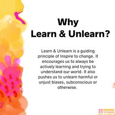 Why is Learn & Unlearn one of our core values? It encourages us to always be actively learning and trying to understand our world. It also pushes us to unlearn harmful or unjust biases, subconscious or otherwise. #inspiretochang8 #missionmonday Learn Unlearn Relearn, Unlearning Quotes, Celebrate Differences, Program Evaluation, Create Change, Learning Quotes, Pregnancy Journey, Spiritual Health, Educational Websites