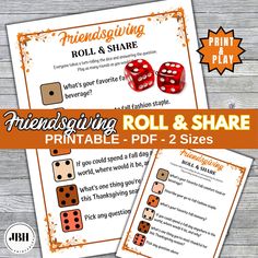 printable roll and share game with two dices on the side, which is also for