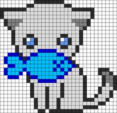 a cross stitch pattern with a bear holding a blue object in it's mouth