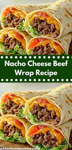 three wraps filled with meat and cheese on top of each other, one wrap is cut in half