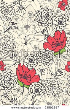 red and white flowers on a beige background