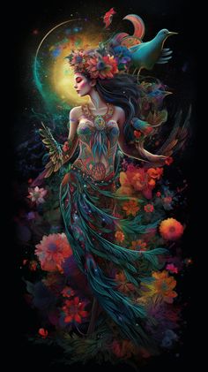 Goddess of Earth created with AI by Amanda Church Goddess Of Earth Tattoo, Garden Goddess Art, Fantasy Gods And Goddesses, Women In Nature Art, Earth Goddess Art, Bird Goddess, Goddess Of Creation, Goddess Pictures